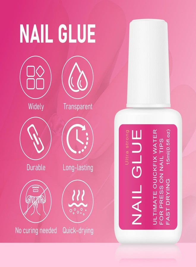 FREEORR Super Strong Nail Glue for Press Ons, Fake Nail Tips and Acrylic Nails, No U/V Light Needed Long-Lasting Fast Drying Easy Application No Mess Brush on Nail Adhesive(15ml,2 Pcs) - Image 2